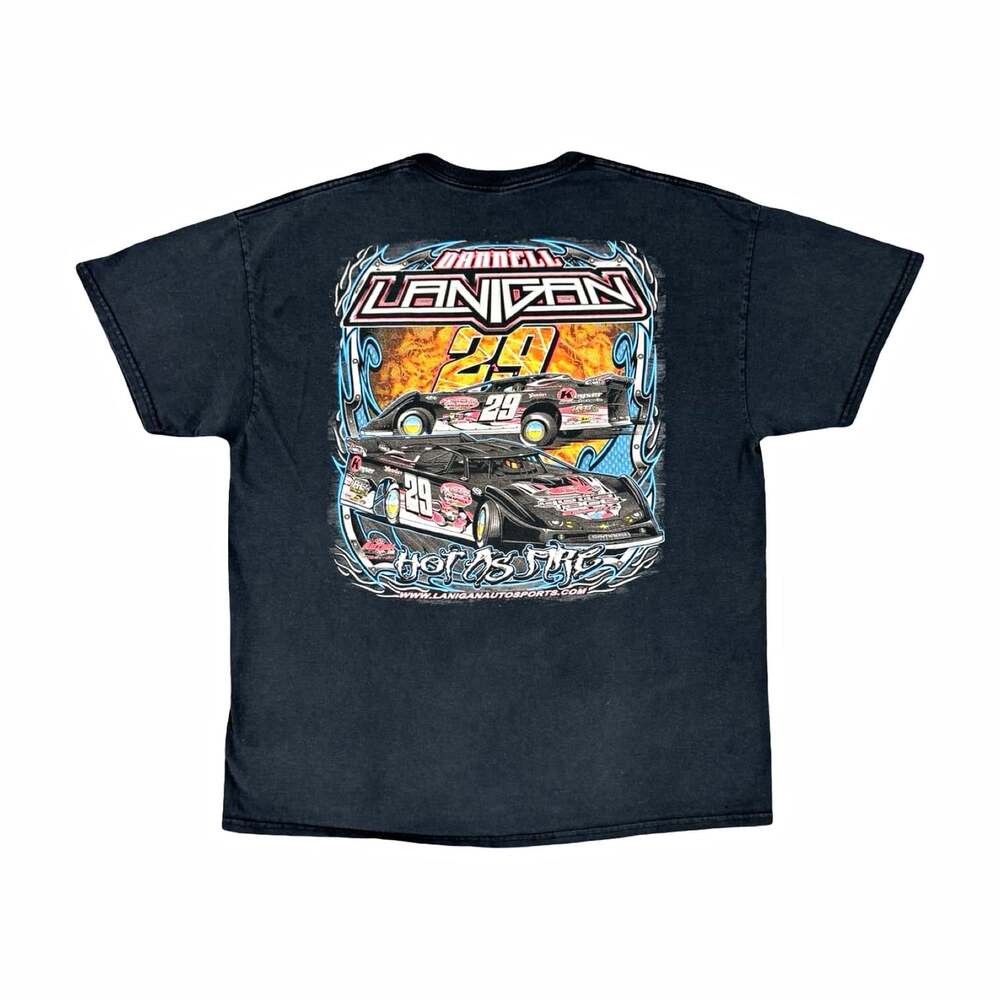 Vintage Dirt Track Racing T-Shirt Darnell Lanigan #29 Black Size XL